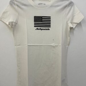 Remera AEROPOSTALE blanca con bandera talle S (mujer)