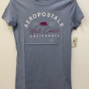 Remera AEROPOSTALE celeste con detalles en plateado talle S