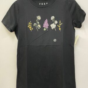 Remera negra con flores talle M (mujer)