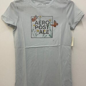 Remera AEROPOSTALE celeste con mariposas talle S (mujer)
