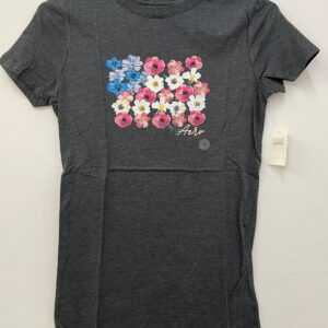 Remera AERO gris oscura con flores talle S